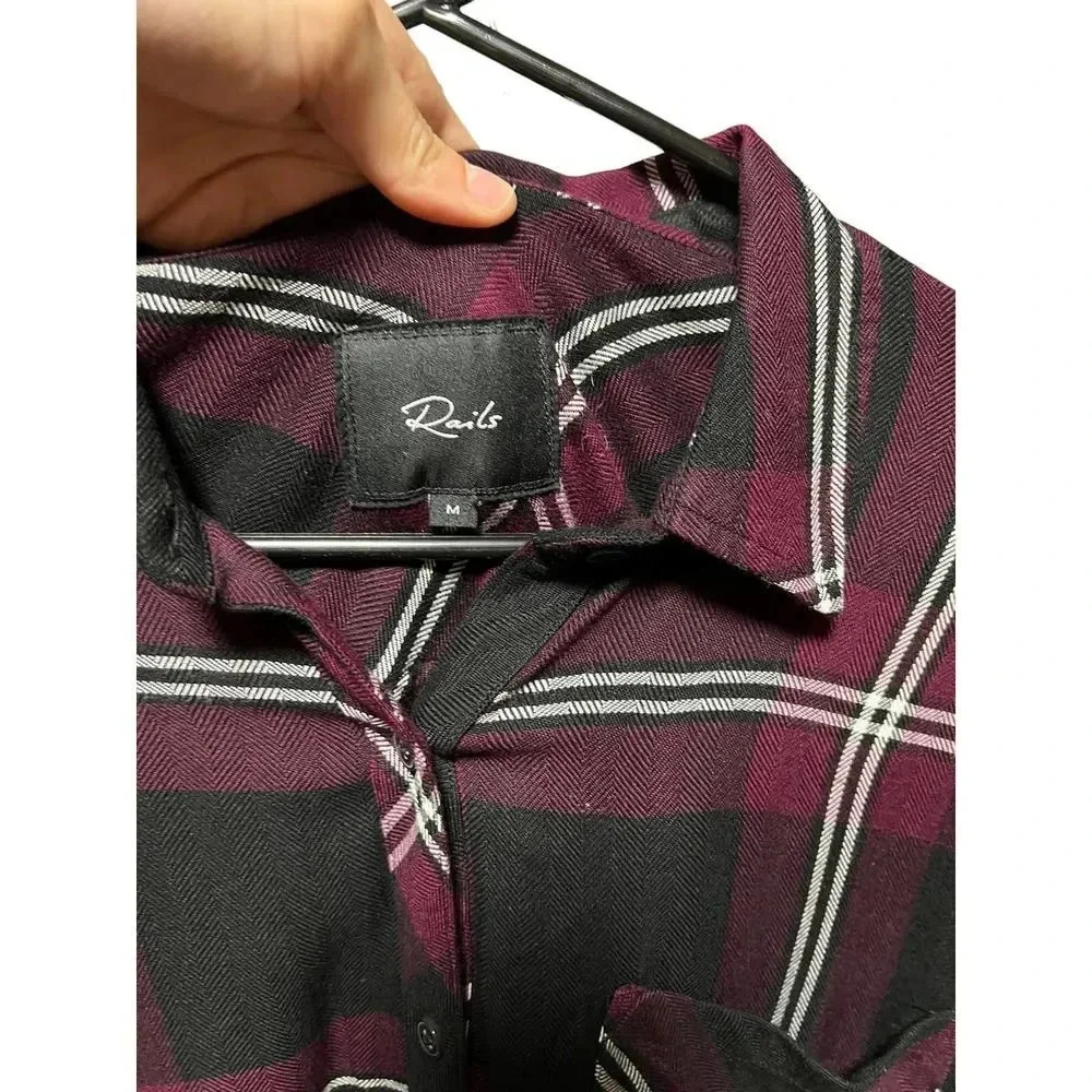 Rails Dylan Button Up Mahogany Black Ivor Top - image 6